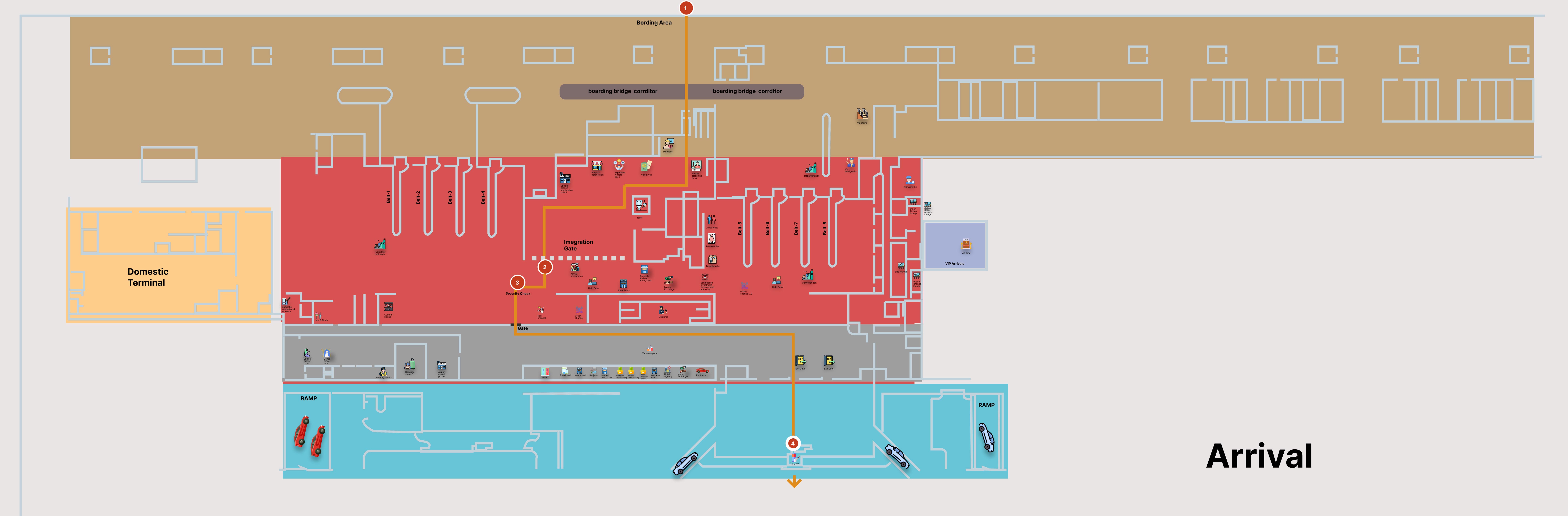 ハズラット・シャージャラル国際空港 到着フロアマップ